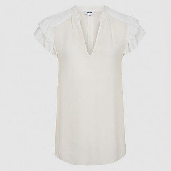 NWT REISS | Bella Flutter Sleeve Top - Picture 2 of 4